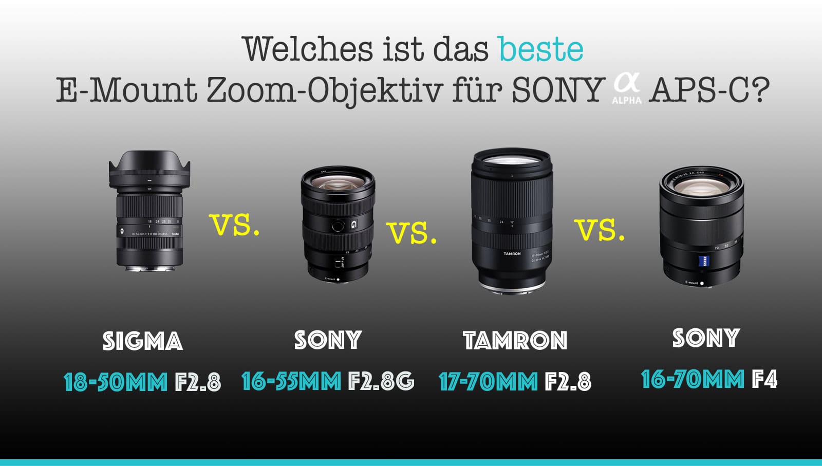 18-50mm Vergleich 17-70mm 16-70mm Sony Sigma 16-55mm Tamron vs. Sony vs. vs.