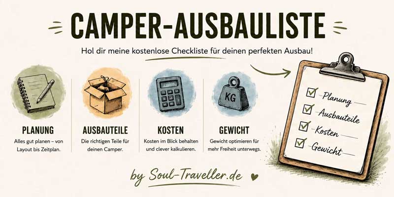 Soul-Traveller Camper-Ausbauliste DIY Camper Ausbau Zubehör